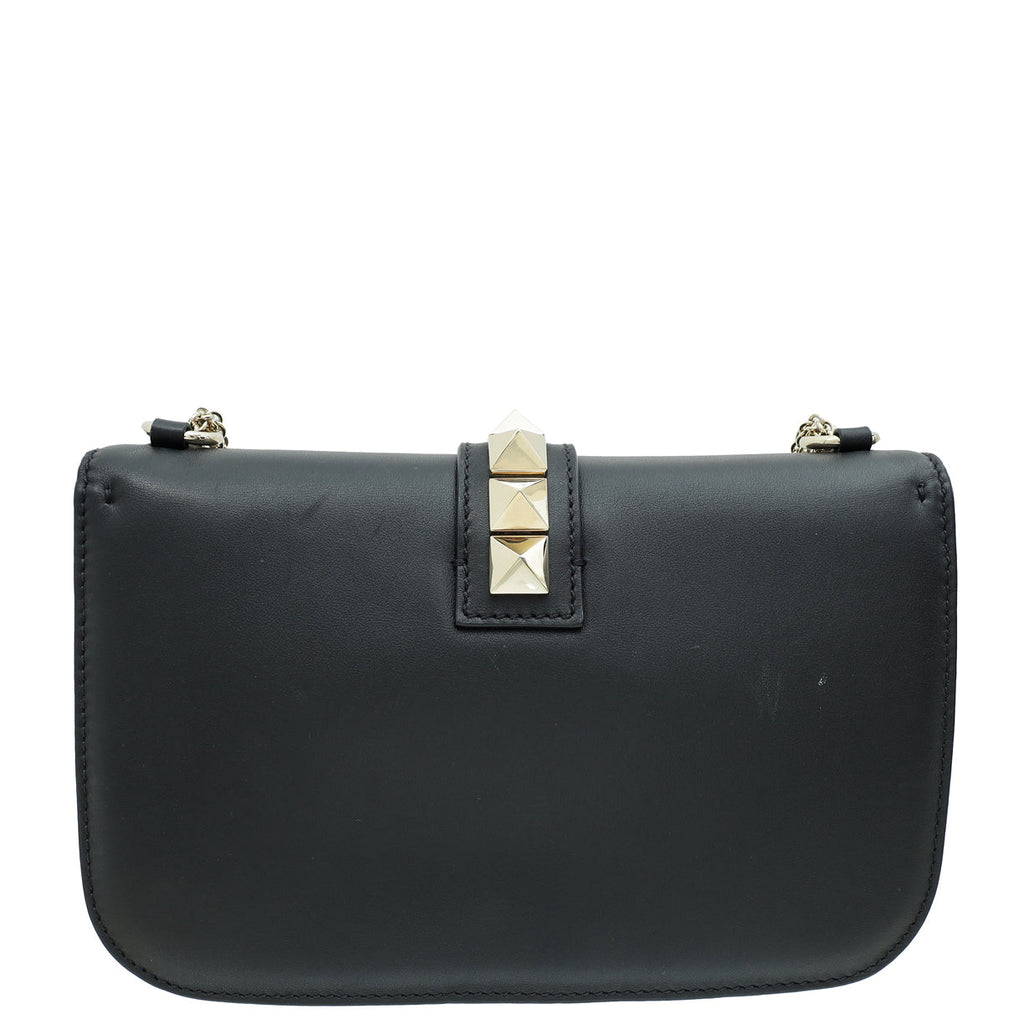 Valentino Black Glam Lock Medium Flap Bag