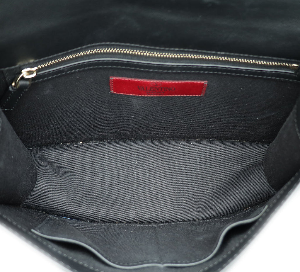 Valentino Black Glam Lock Medium Flap Bag