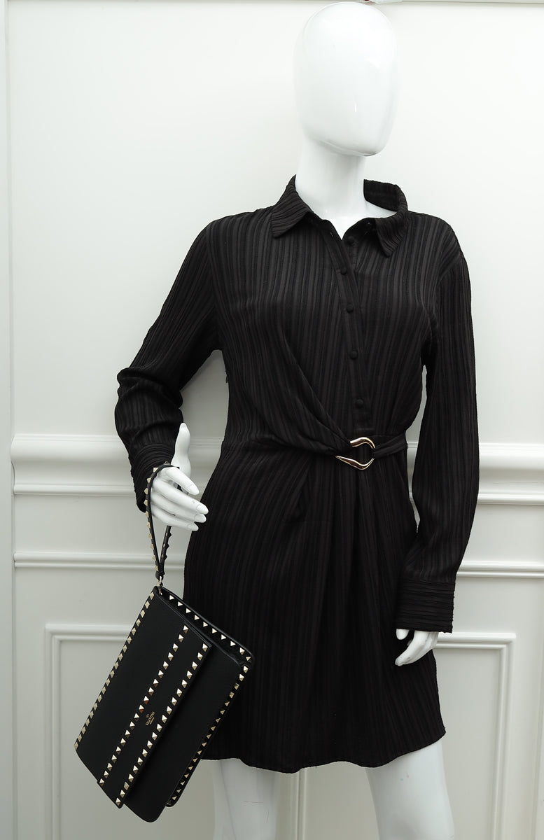 Valentino Black Rockstud Wristlet Clutch