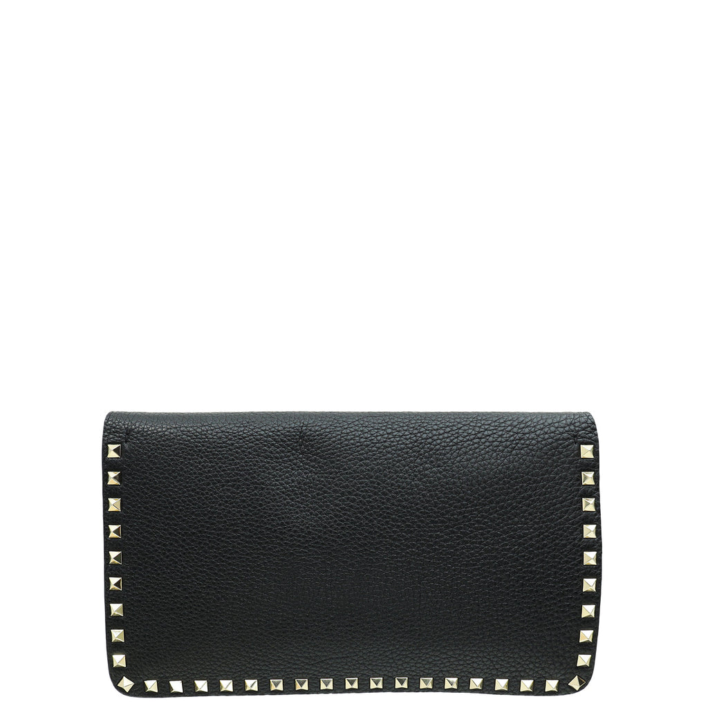 Valentino Black Rockstud Wristlet Clutch