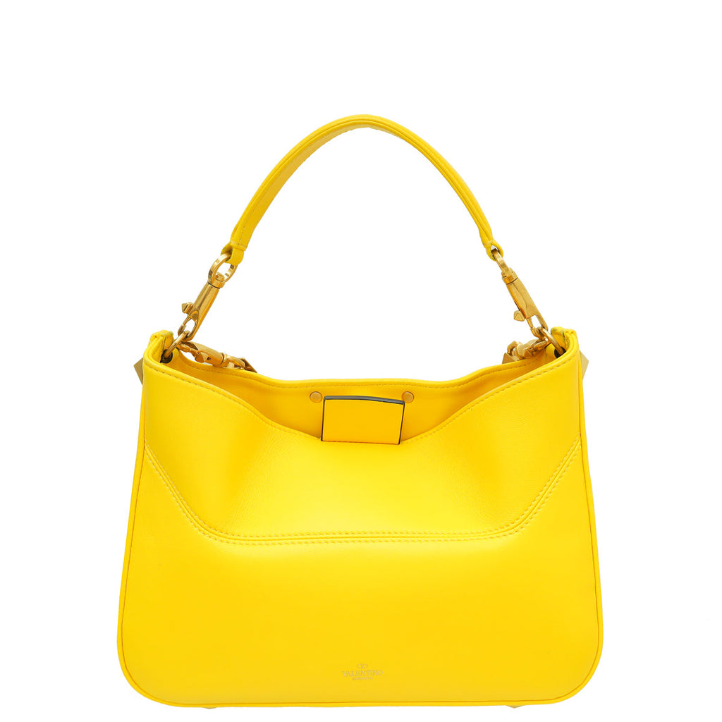 Valentino Yellow Vlogo Roman Stud Hobo Small Bag