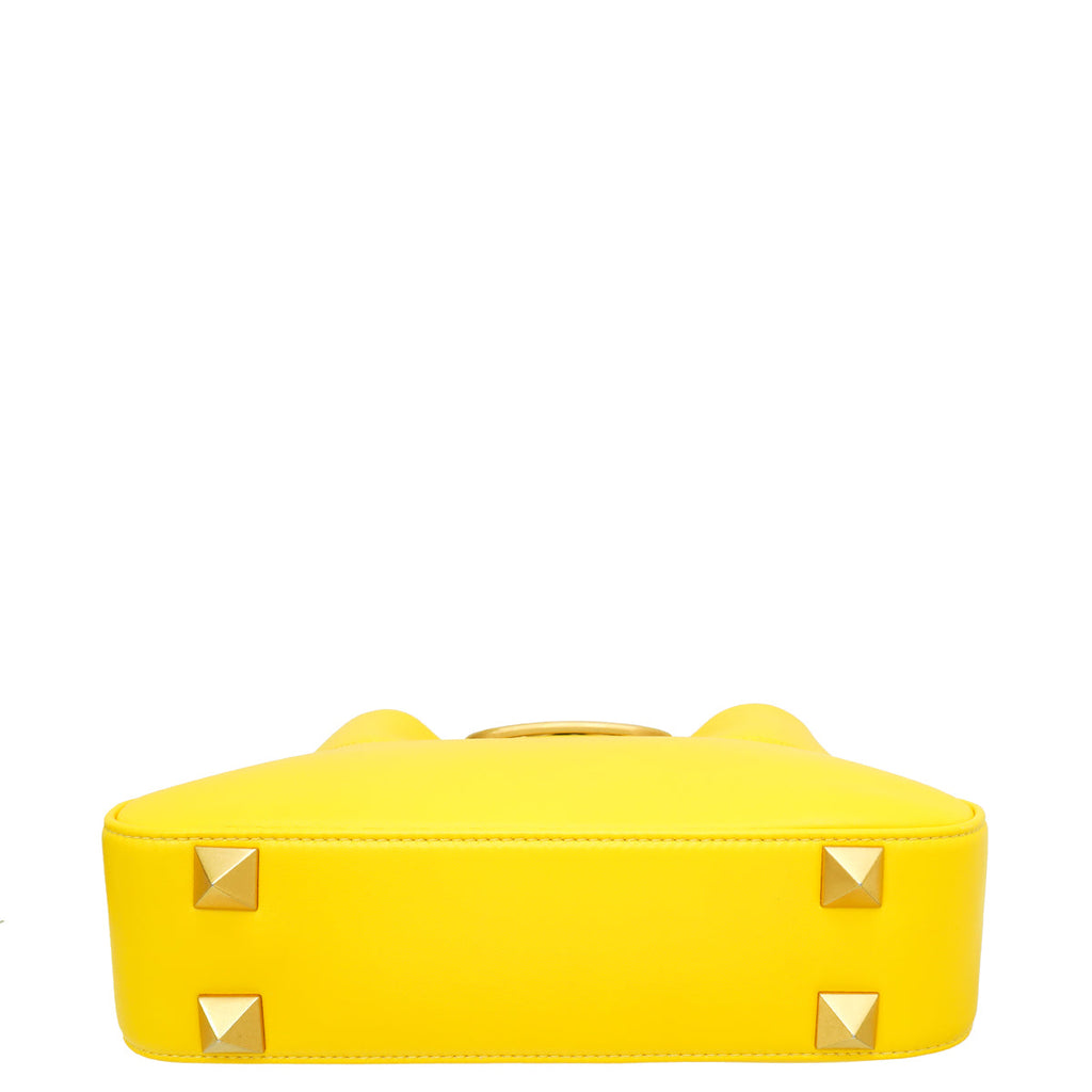 Valentino Yellow Vlogo Roman Stud Hobo Small Bag