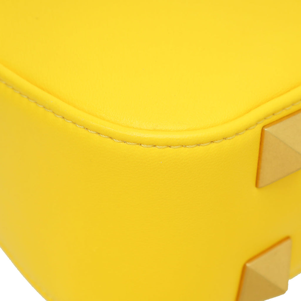 Valentino Yellow Vlogo Roman Stud Hobo Small Bag