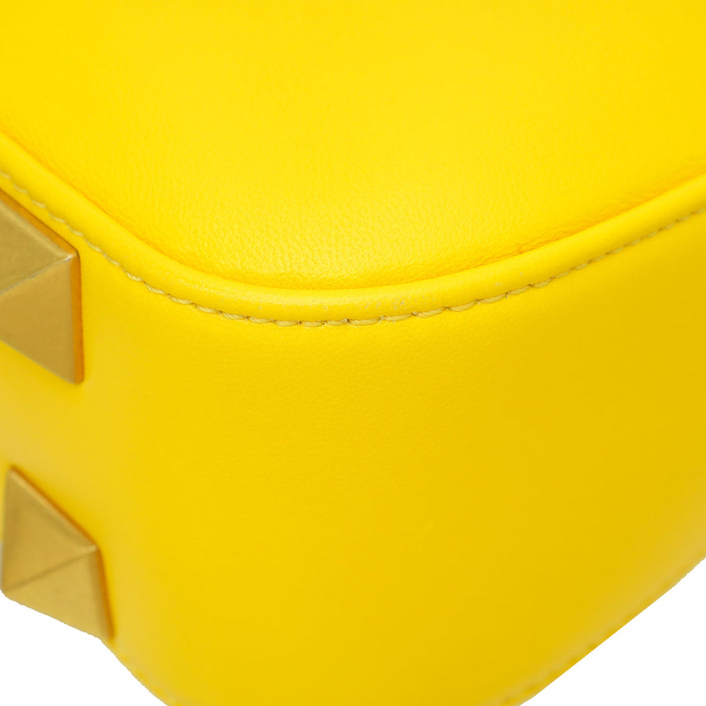 Valentino Yellow Vlogo Roman Stud Hobo Small Bag