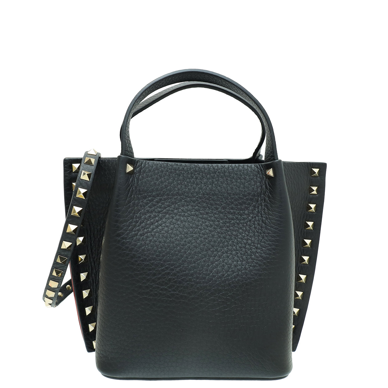 Valentino Black Rockstud Top Handle Bag