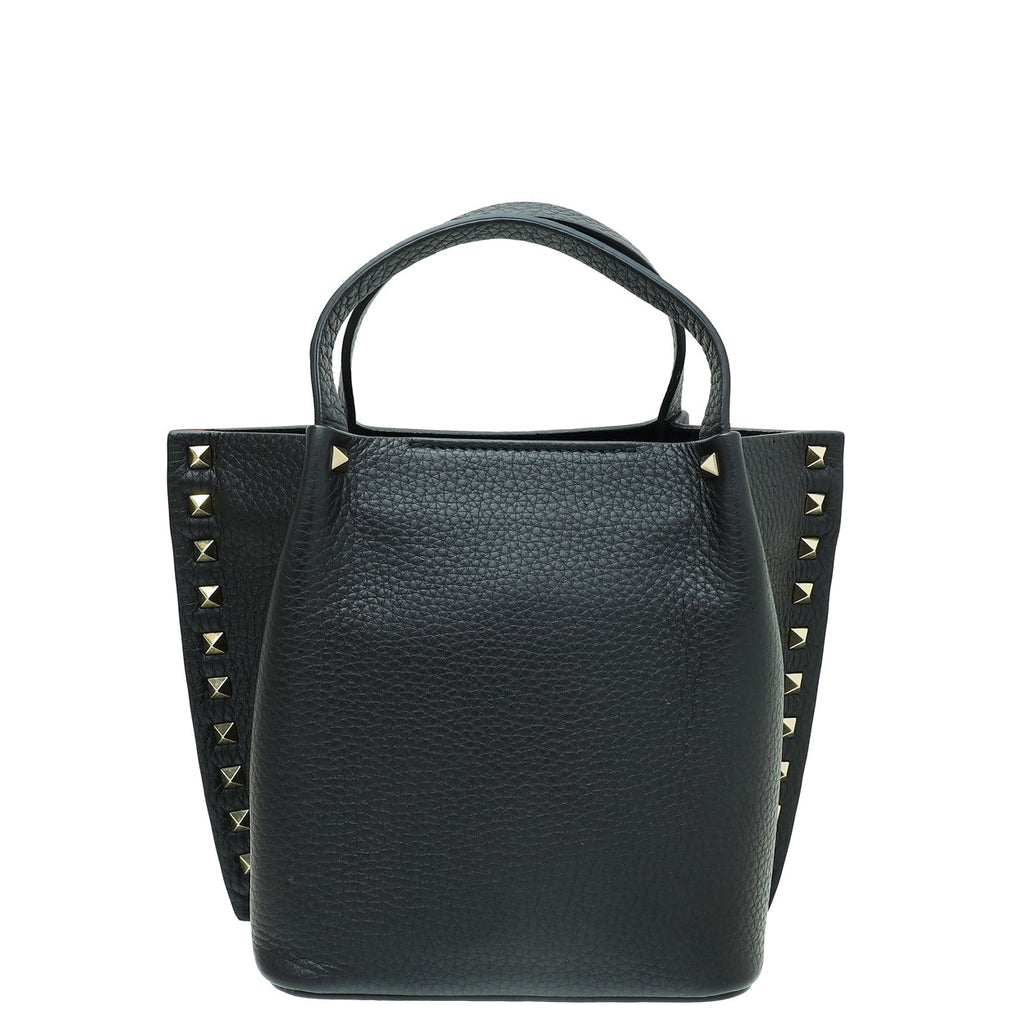 Valentino Black Rockstud Top Handle Bag