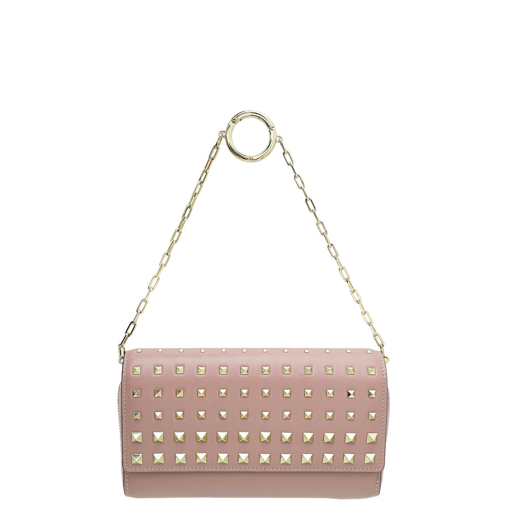 Valentino Lilac Rockstud Chain Wallet