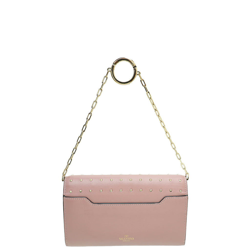 Valentino Lilac Rockstud Chain Wallet