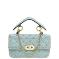 Valentino Light Blue Rockstud Spike Flap Chain Small Bag