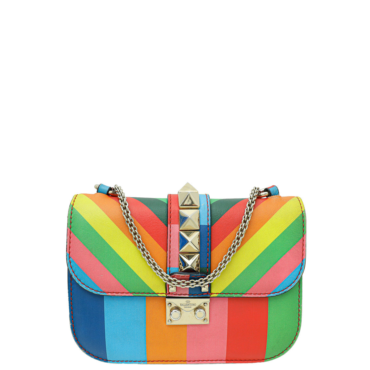Valentino Multicolor Native Couture Glam Lock Rockstud Small Chain Bag