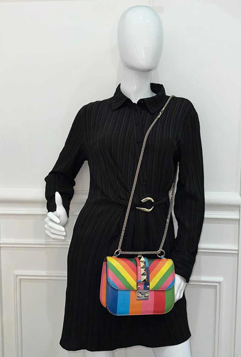 Valentino Multicolor Native Couture Glam Lock Rockstud Small Chain Bag