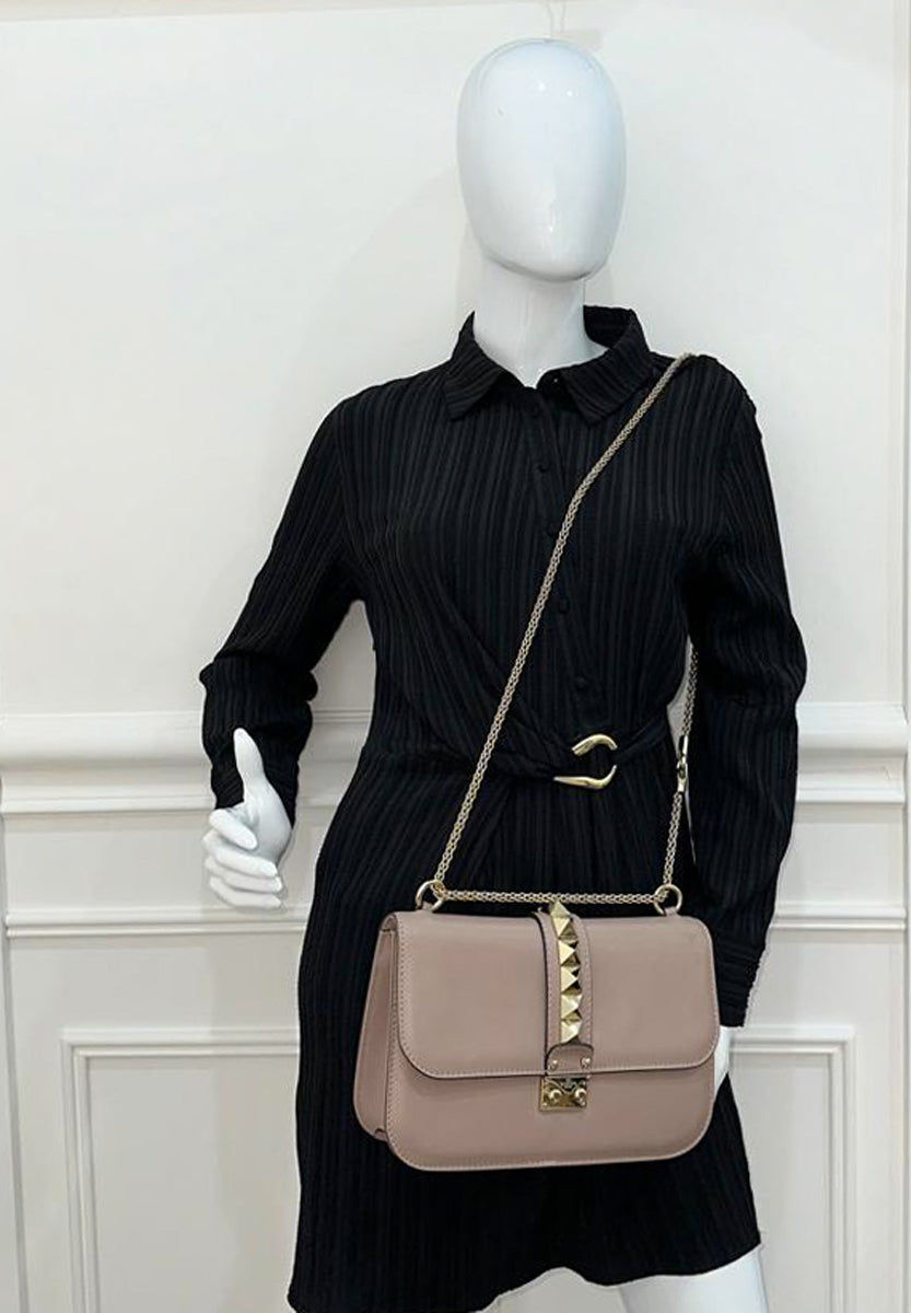 Valentino Poudre Glam Lock Rockstud Medium Shoulder Bag