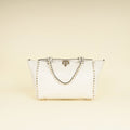 Valentino White Vitello Rockstud Tote Medium Bag