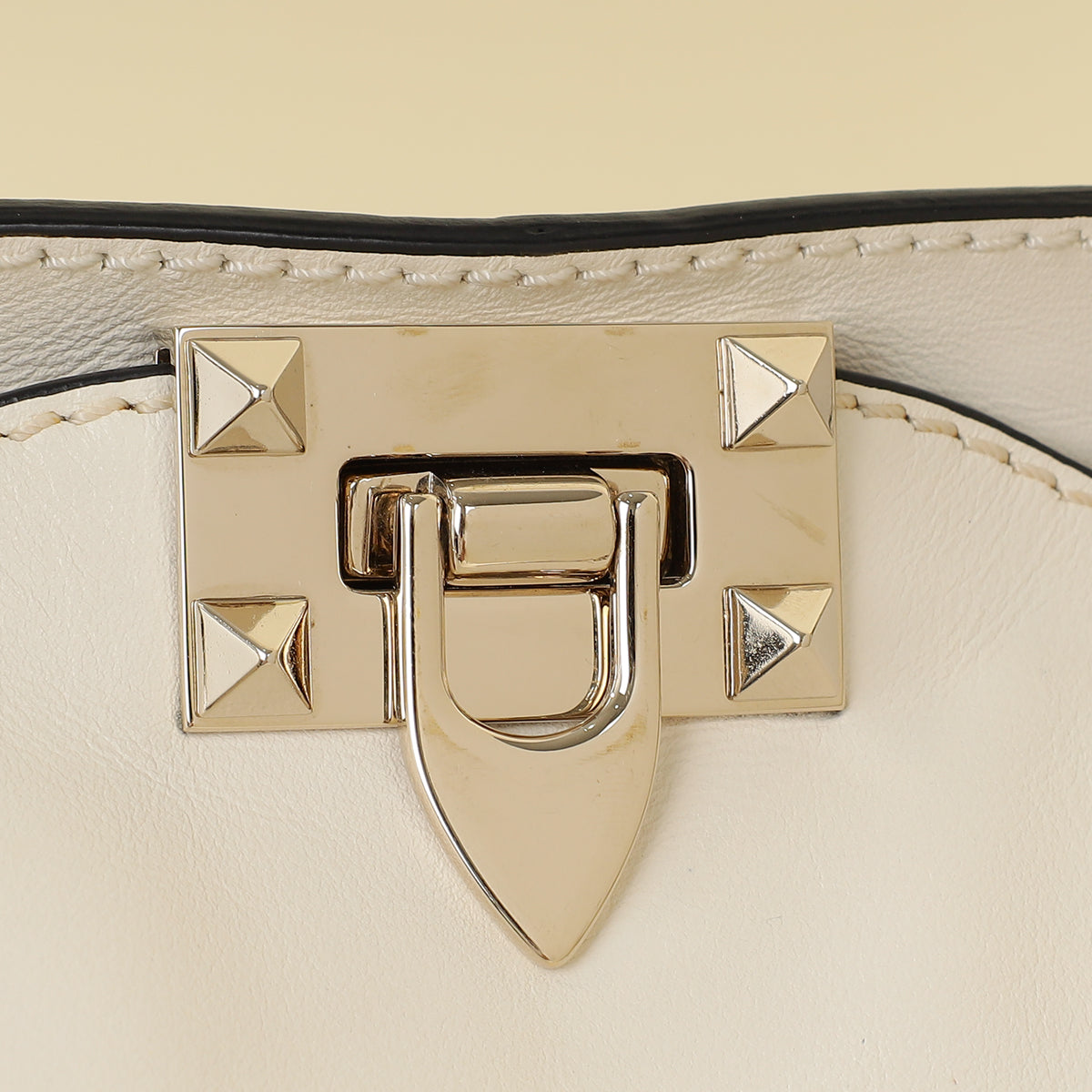 Valentino White Vitello Rockstud Tote Medium Bag