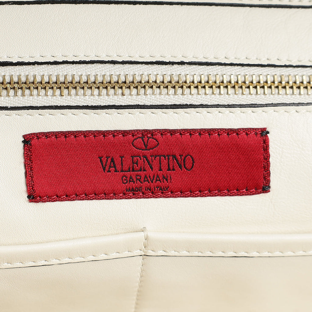 Valentino White Vitello Rockstud Tote Medium Bag