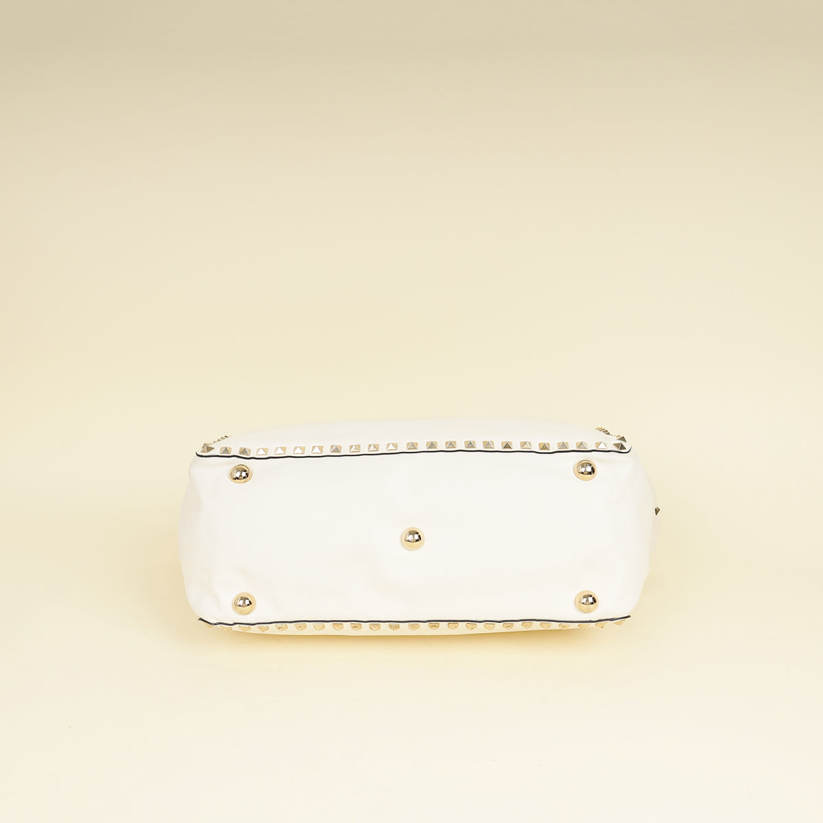 Valentino White Vitello Rockstud Tote Medium Bag