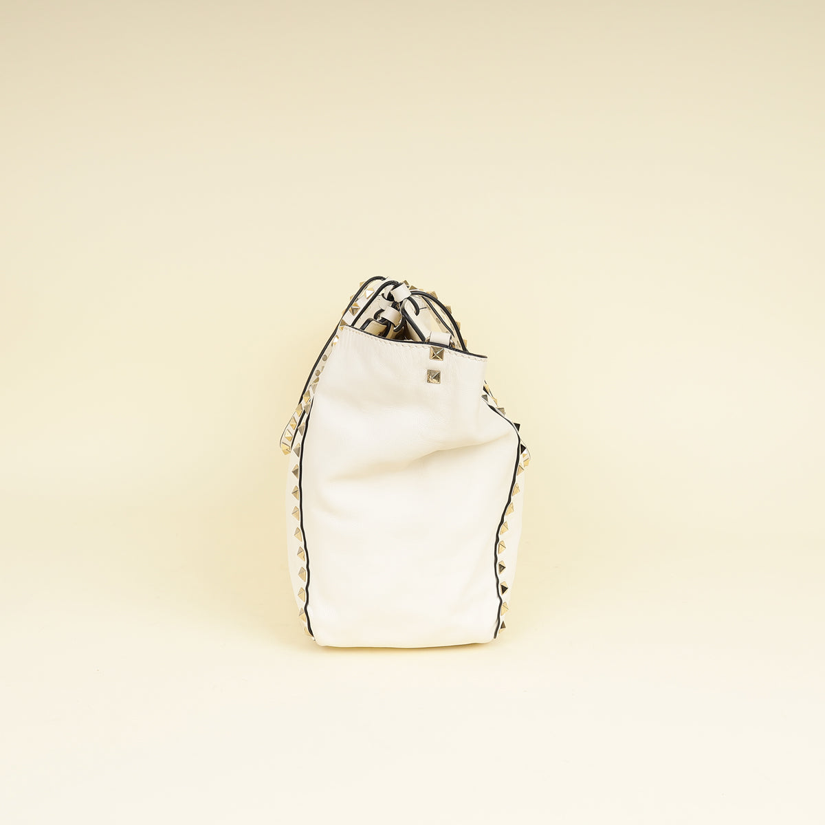 Valentino White Vitello Rockstud Tote Medium Bag