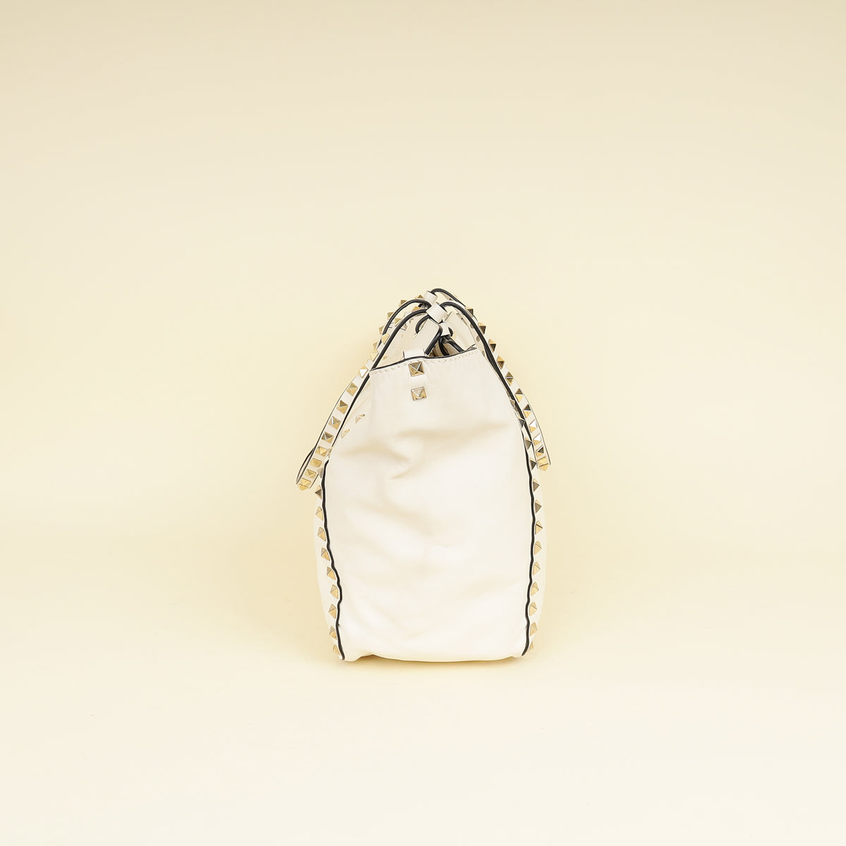 Valentino White Vitello Rockstud Tote Medium Bag