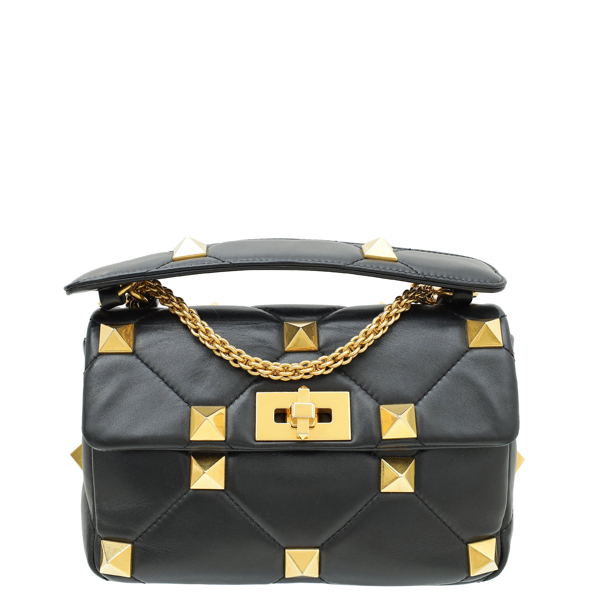 Valentino Black Roman Stud Medium The Shoulder Bag