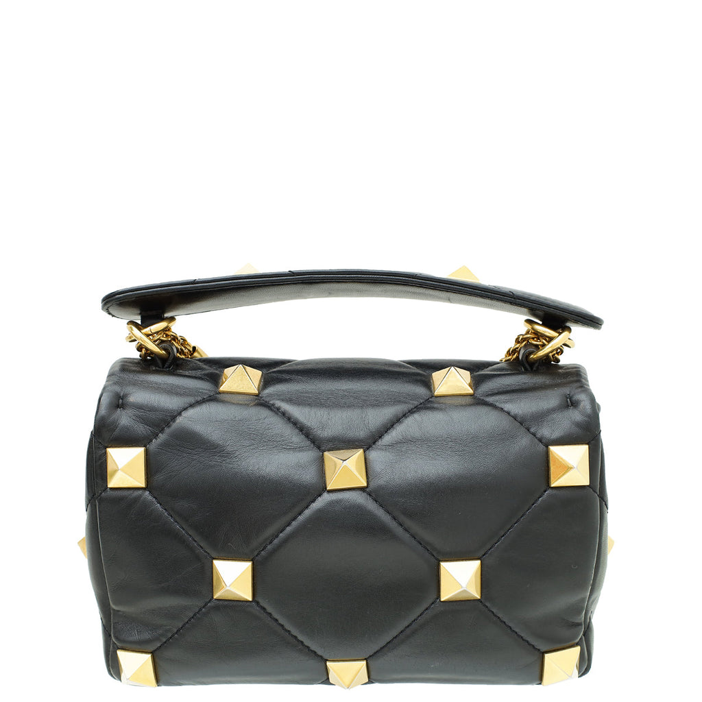 Valentino Black Roman Stud Medium The Shoulder Bag