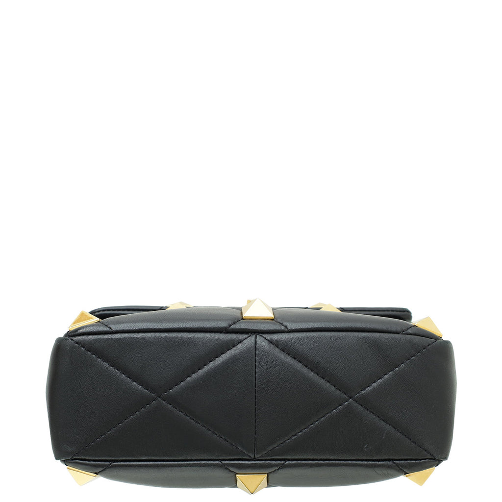 Valentino Black Roman Stud Medium The Shoulder Bag