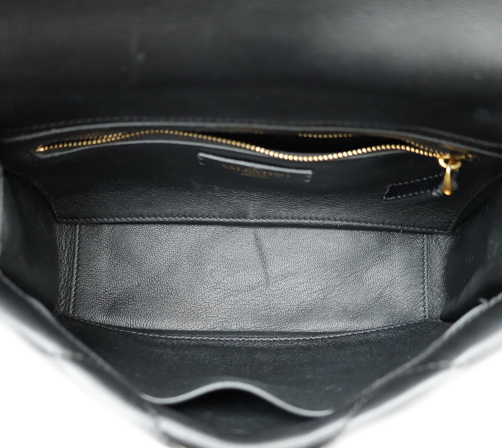 Valentino Black Roman Stud Medium The Shoulder Bag