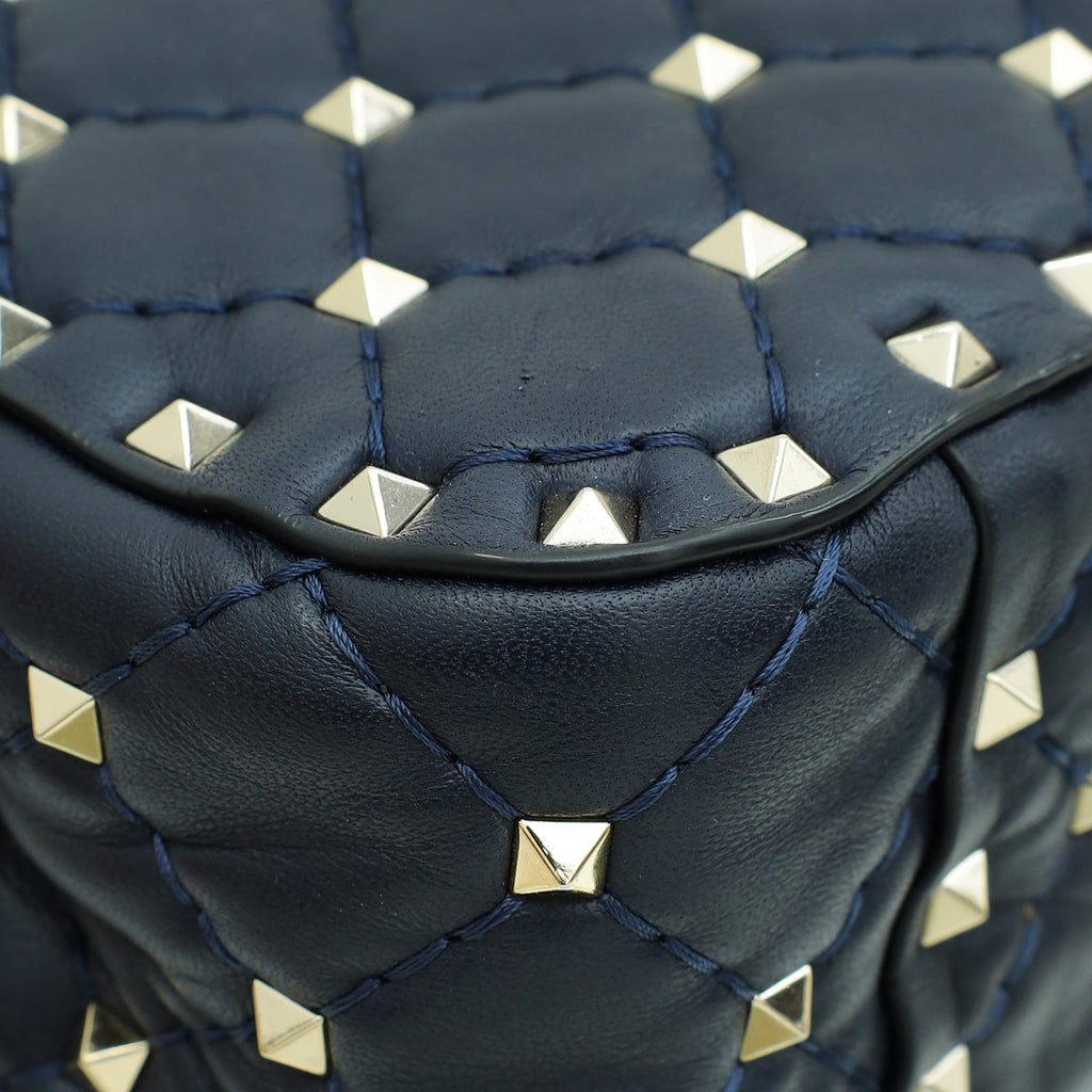 Valentino Navy Blue Rockstud Spike Flap Chain Medium Bag