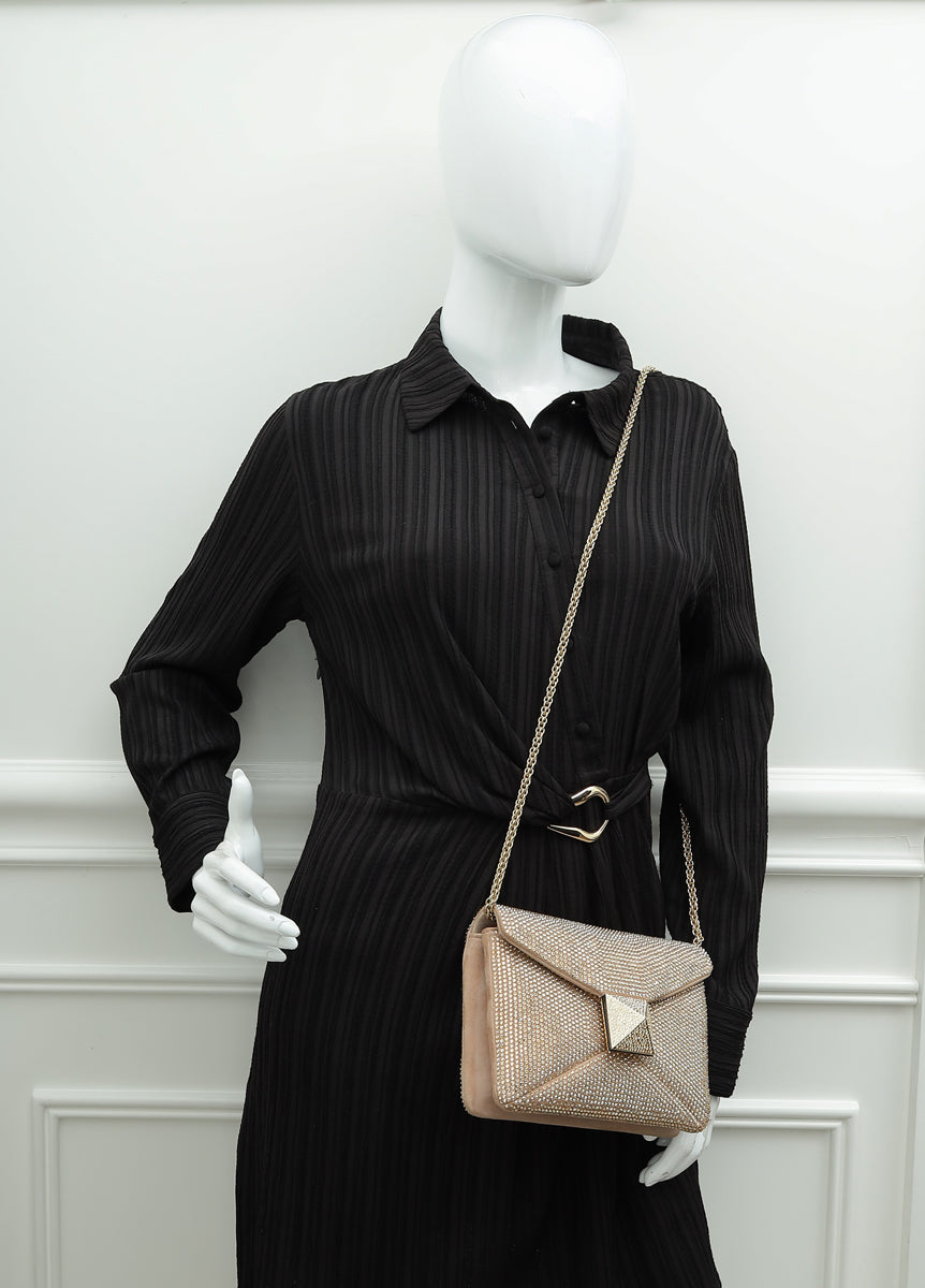 Valentino Nude "One Stud" Crystal Chain Flap Bag
