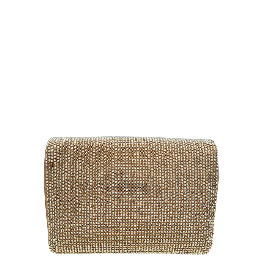 Valentino Nude "One Stud" Crystal Chain Flap Bag
