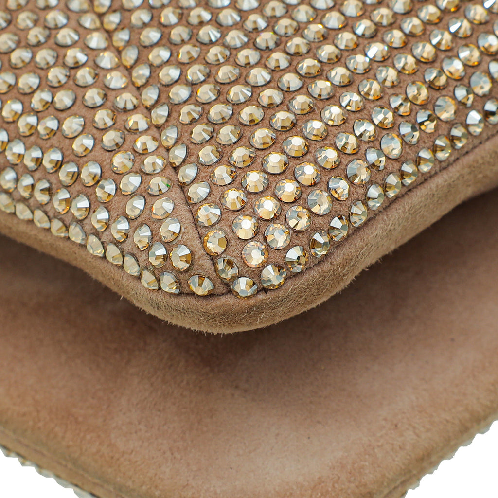 Valentino Nude "One Stud" Crystal Chain Flap Bag