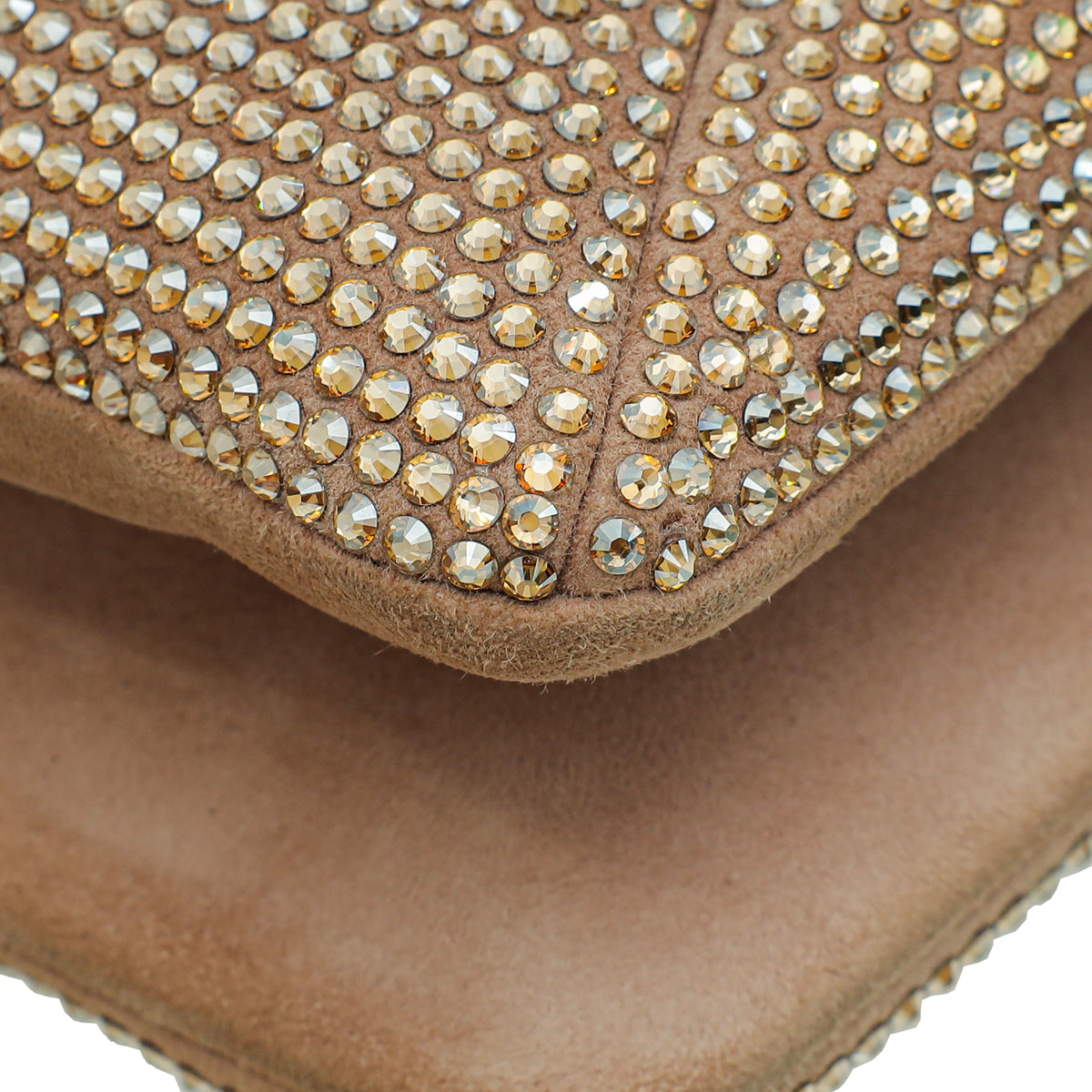 Valentino Nude "One Stud" Crystal Chain Flap Bag