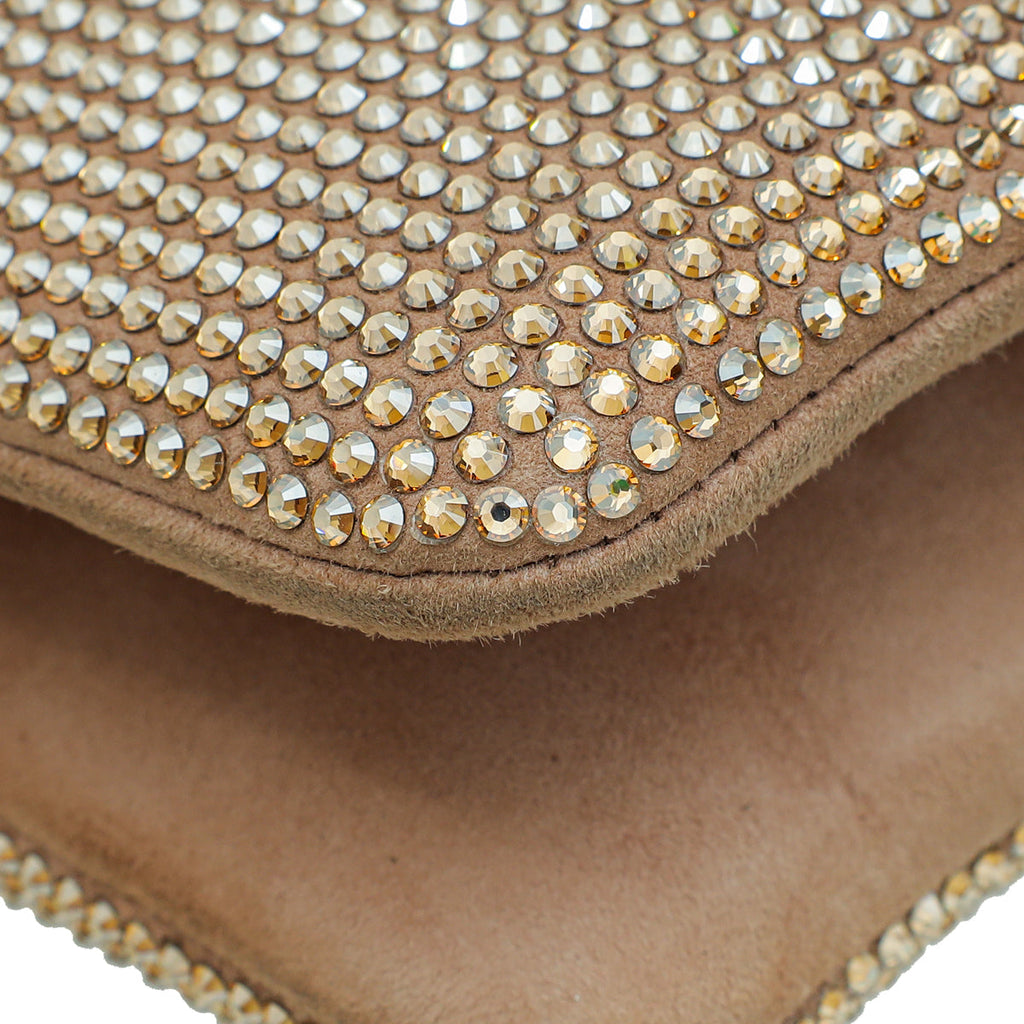 Valentino Nude "One Stud" Crystal Chain Flap Bag