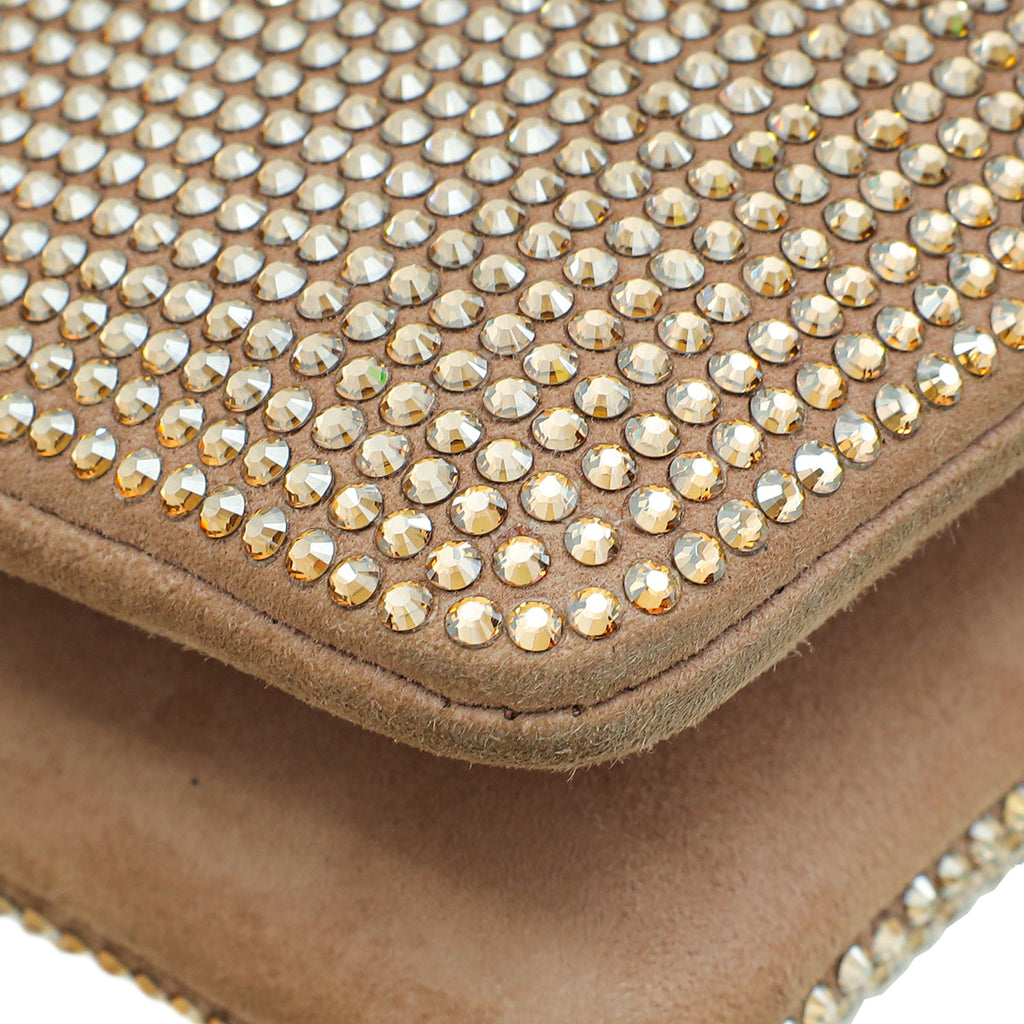 Valentino Nude "One Stud" Crystal Chain Flap Bag