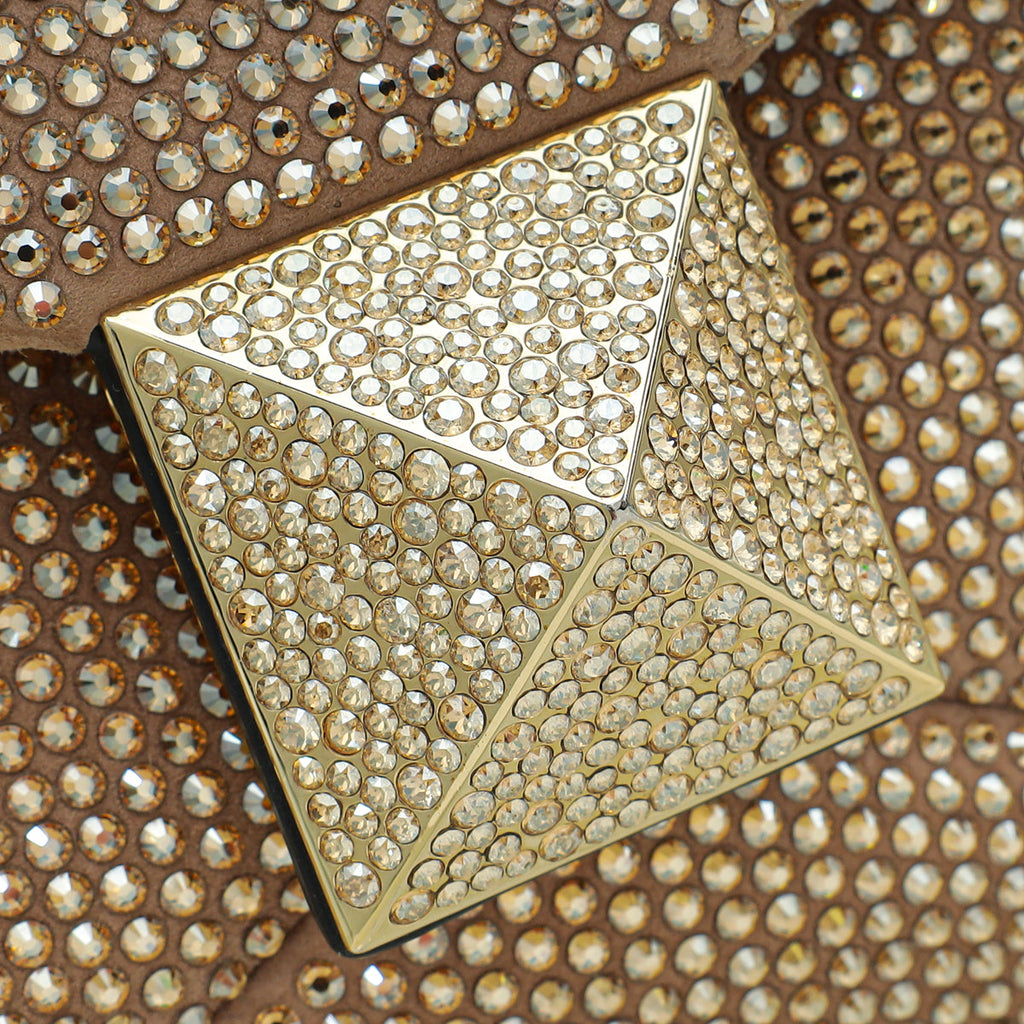 Valentino Nude "One Stud" Crystal Chain Flap Bag