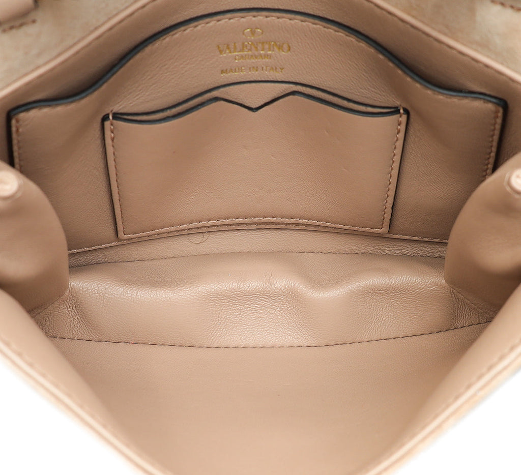 Valentino Nude "One Stud" Crystal Chain Flap Bag