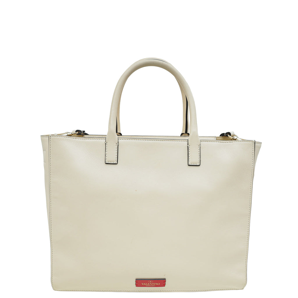 Valentino Light Cream VLogo Walk Tote Bag