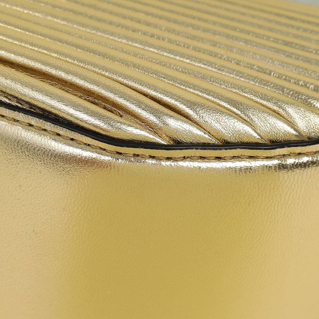 Valentino Metallic Gold Mini VLogo Moon Hobo Bag