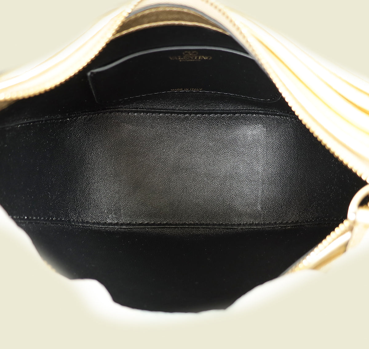 Valentino Metallic Gold Mini VLogo Moon Hobo Bag