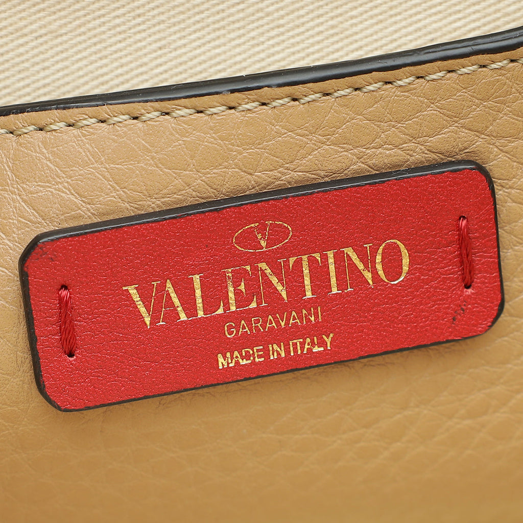 Valentino Beige Rockstud Flip Lock Flap Bag