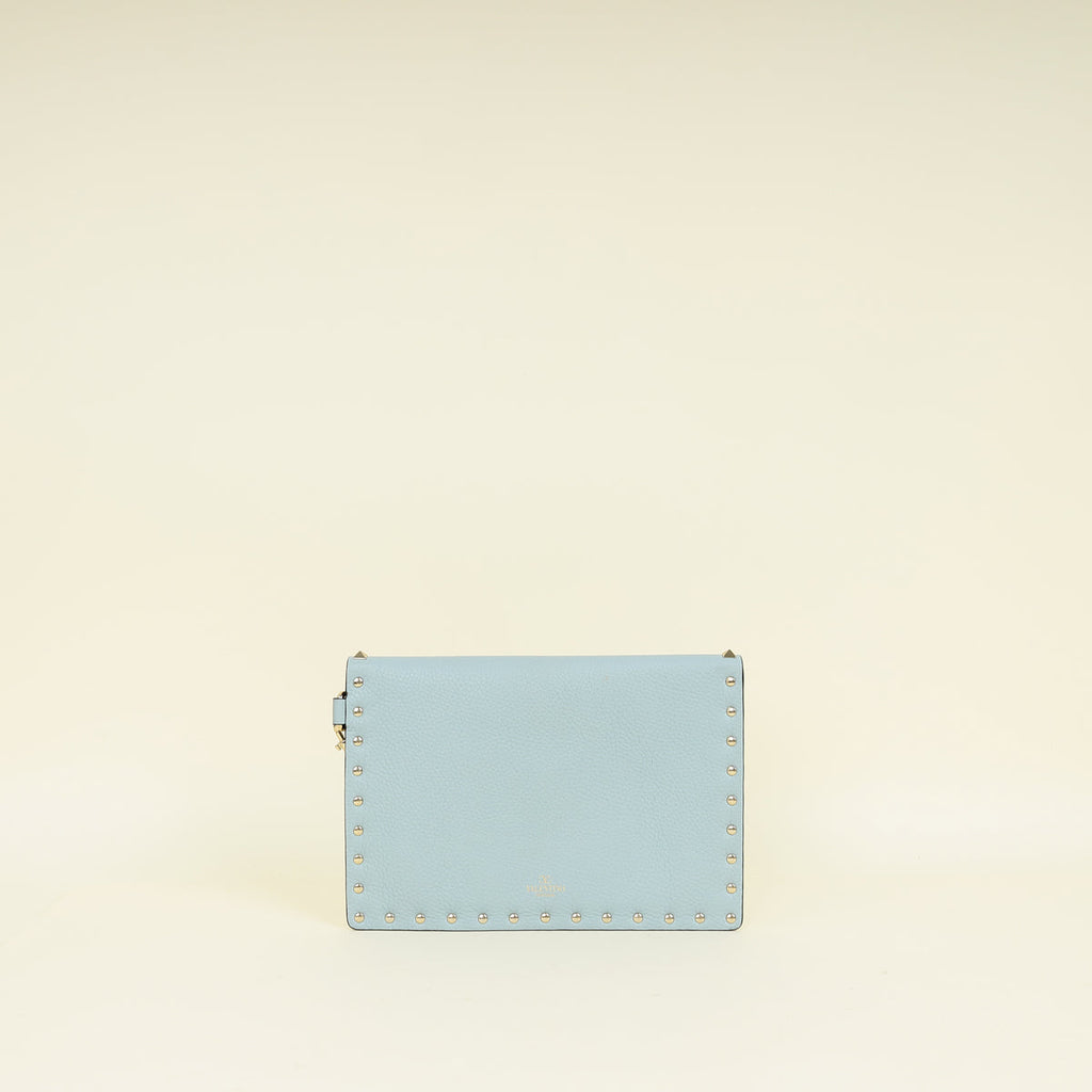 Valentino Stone Rockstud Envelope Wristlet Pouch