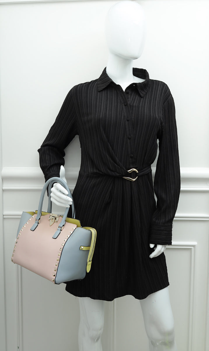Valentino Pastel Multicolor Rockstud Double Handle Small Tote Bag