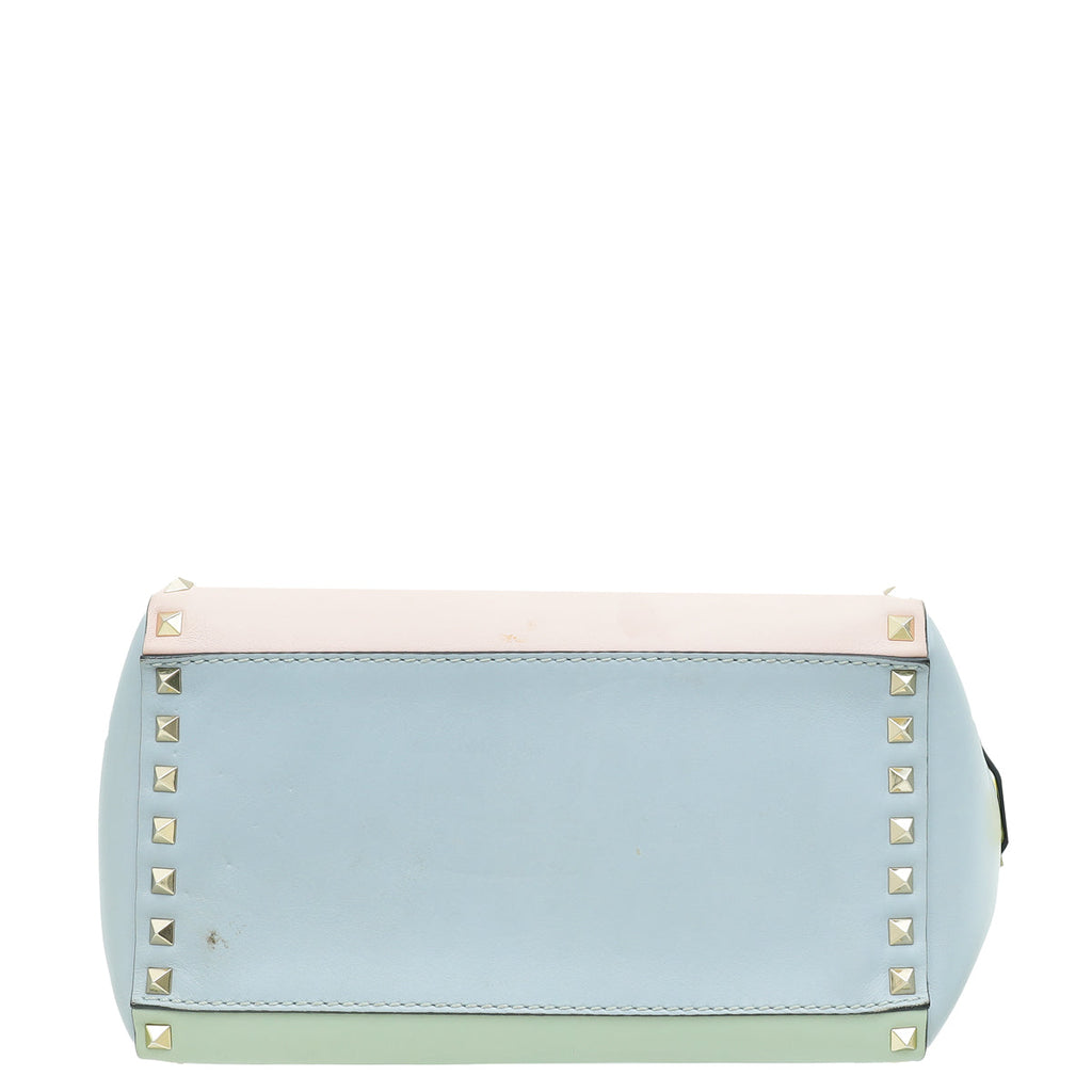 Valentino Pastel Multicolor Rockstud Double Handle Small Tote Bag