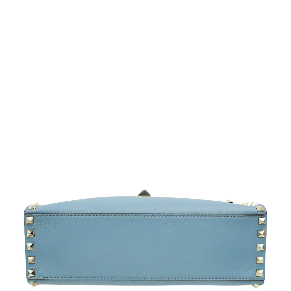 Valentino Blue Rockstud Single Handle Flap Bag