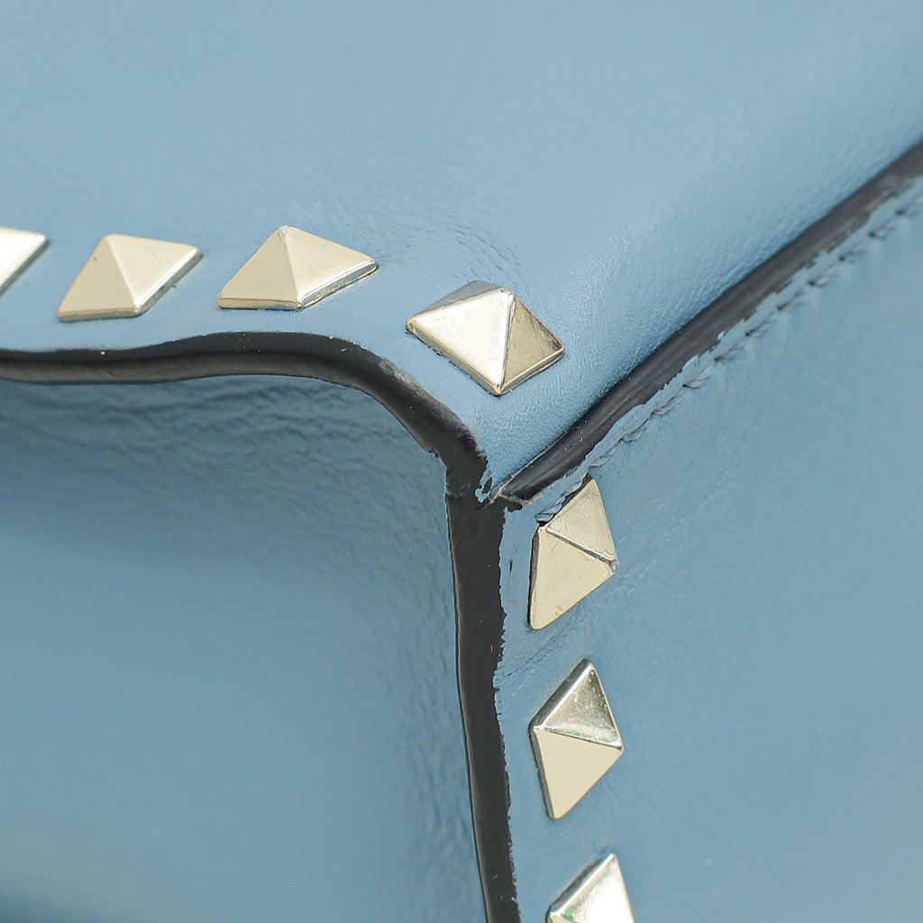 Valentino Blue Rockstud Single Handle Flap Bag
