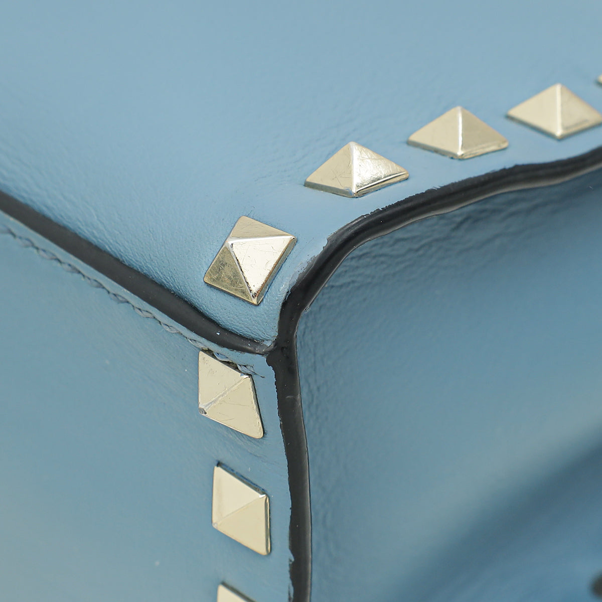 Valentino Blue Rockstud Single Handle Flap Bag