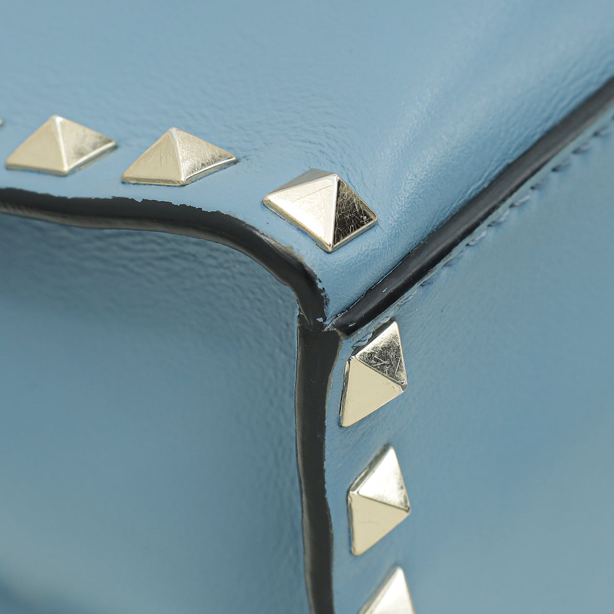 Valentino Blue Rockstud Single Handle Flap Bag