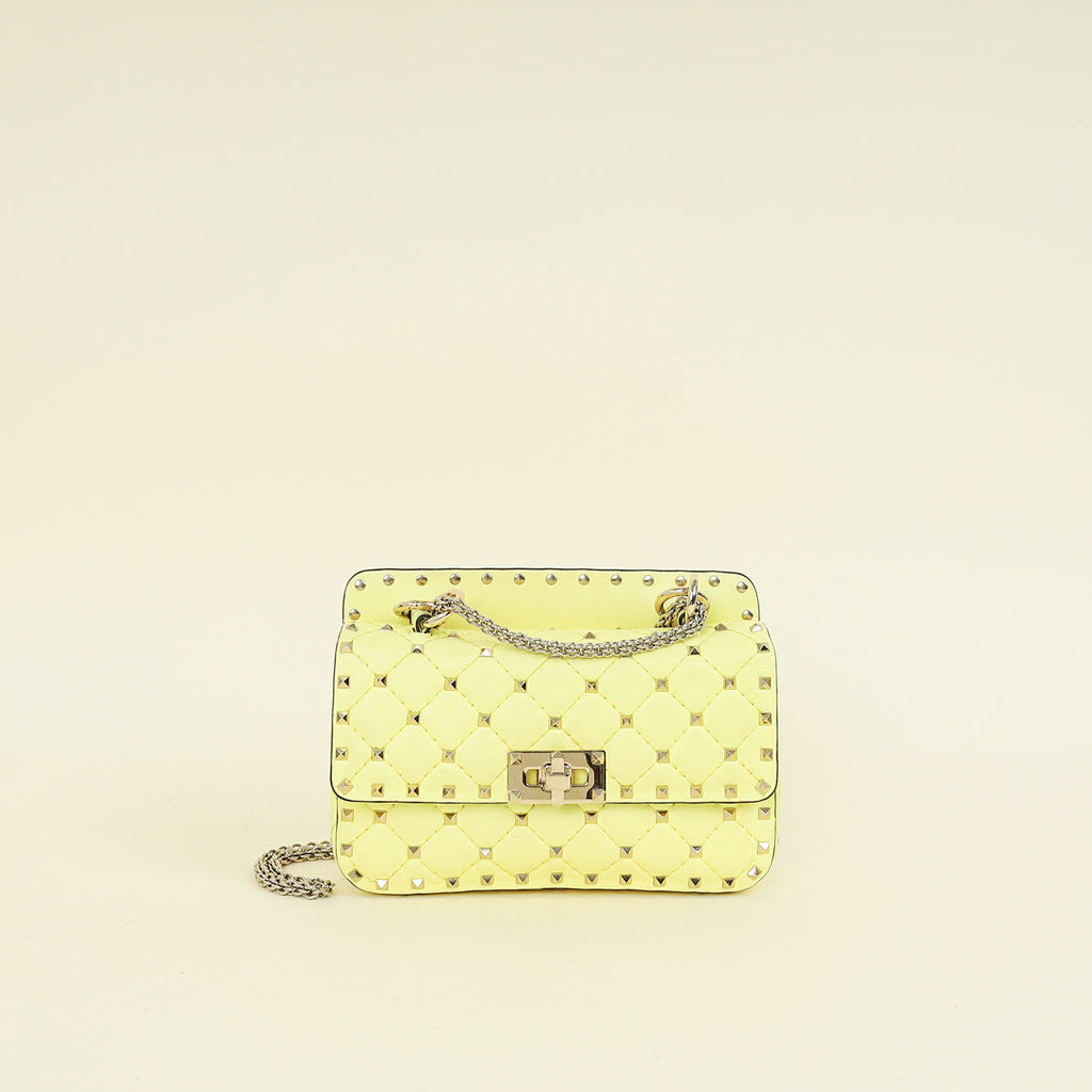 Valentino Yellow Spike Rockstud Small Flap Bag