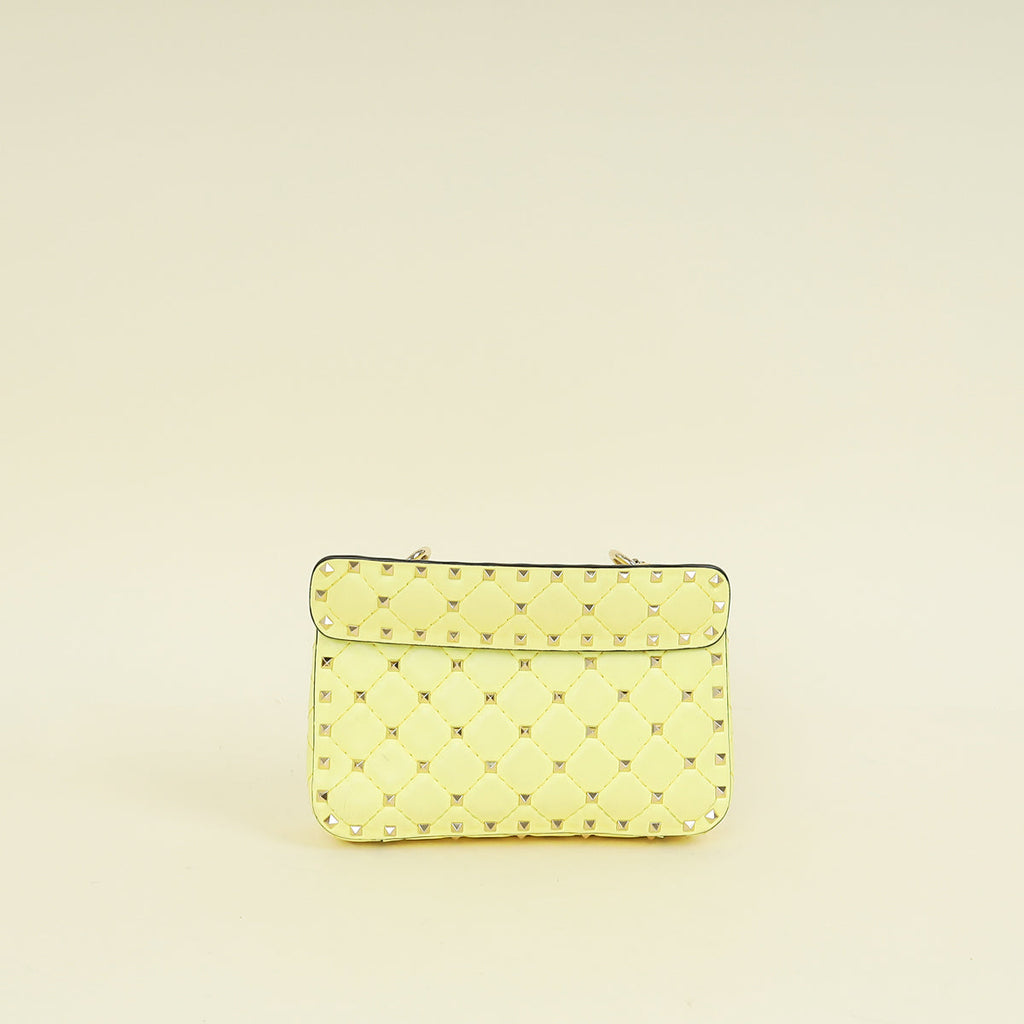 Valentino Yellow Spike Rockstud Small Flap Bag