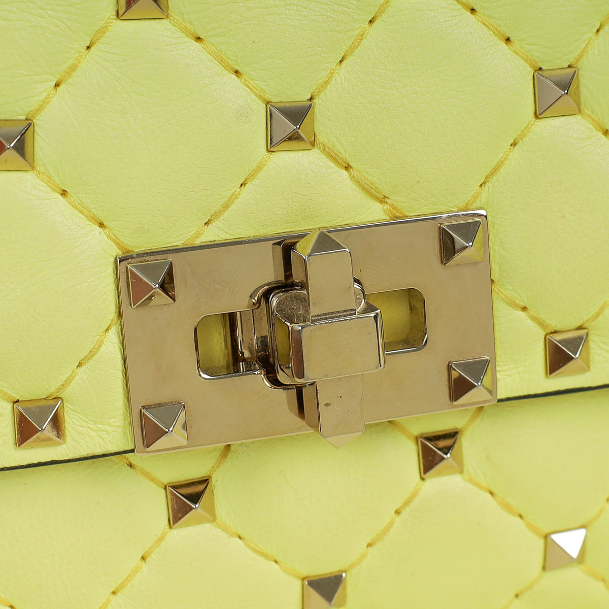 Valentino Yellow Spike Rockstud Small Flap Bag