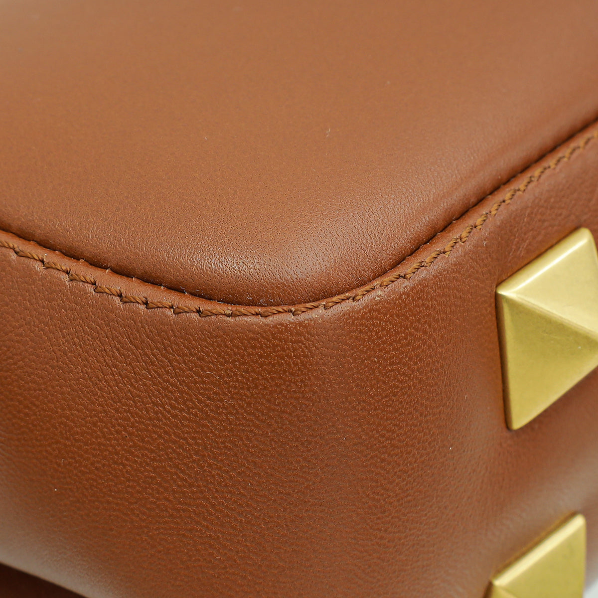 Valentino Brown Stud Sign Shoulder Bag